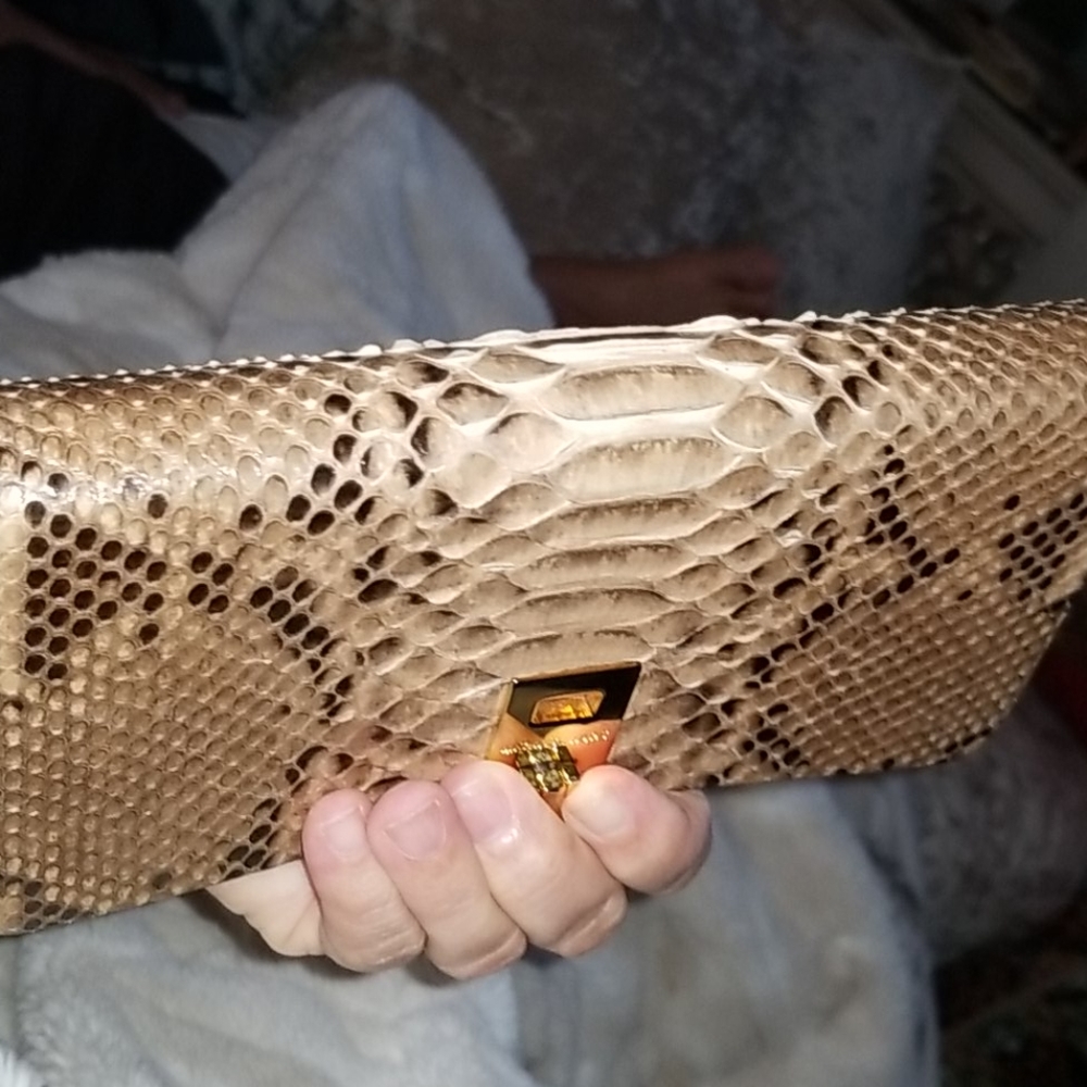 Michael Kors Clutch Anaconda Python Miranda Conti… - image 1